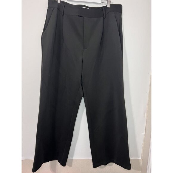 Good American High Rise Black Scuba Wide Leg Flare Trousers Pants Size 20 - Picture 3 of 9